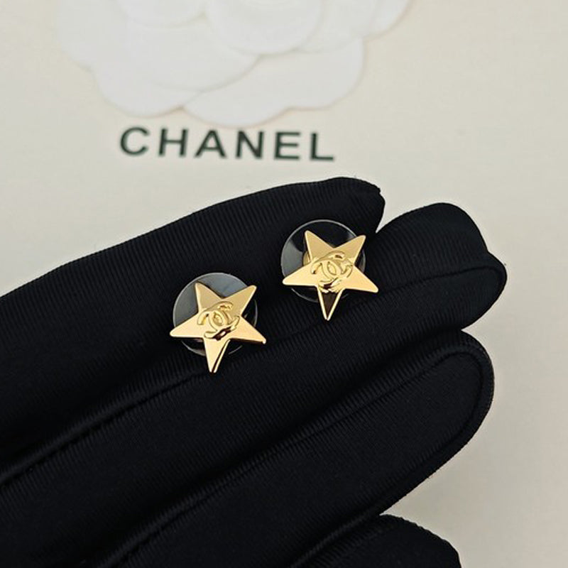 18K CC Star Gold Earrings