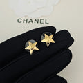18K CC Star Gold Earrings