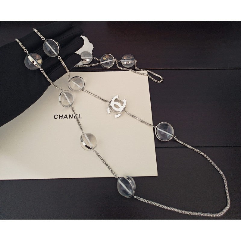 18K CC Crystal Bead Long Necklace