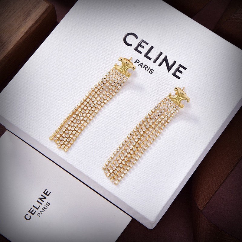 18K CE Coeur Diamond Long Earrings