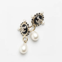 18K CC Pearl Pendant Earrings