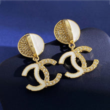 18K CC Half Diamond Earrings