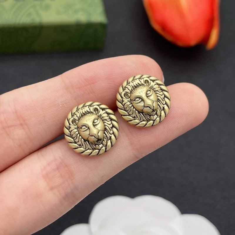 18K GG Lion Earrings