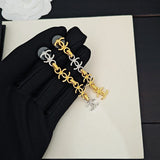 18K CC Gold Long Earrings