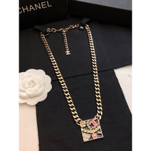 18K CHANEL Pink Logo Chain Necklace