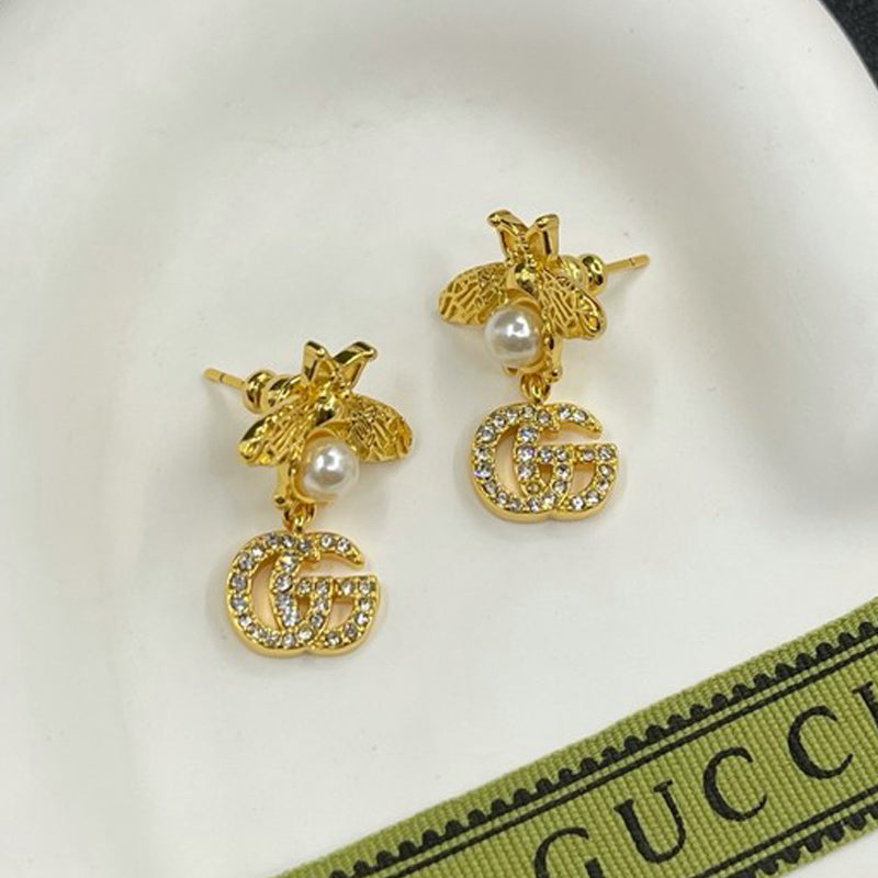 18K GG Flower Diamond Earrings