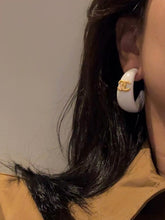 18K CC White Resin Earrings