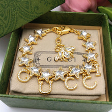 18K Double G Script Crystals Bracelet