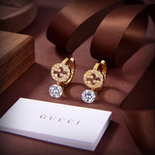 18K Double G Interlocking G Diamond Earrings