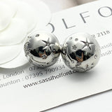 18K CC 24C Star Round Gold Earrings
