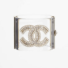 18K CC Transparent Pearl Logo Cuff Bracelet