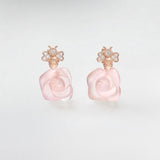 18K CD Pink Flower Earrings