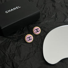 18K Vintage CC Pink Resin Earrings