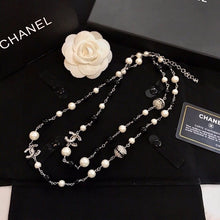 18K CC Long Black Pearl Necklace