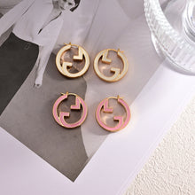 18K Double G Pink Hollow Earrings