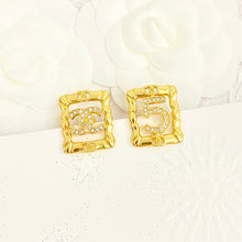 18K CC No.5 Square Diamond Earrings