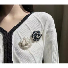 18K CC Camellia Black & White Brooch