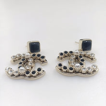 18K CHANEL CC Black Crystals Earrings