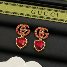 18k GUCCI GG Red Crystal Earrings