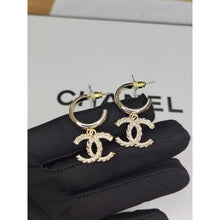 18K CC Diamond Pendant Earrings