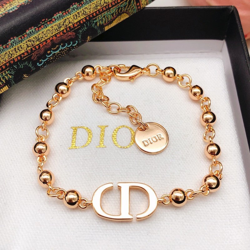 18K CD Rose Gold Beads Bracelet