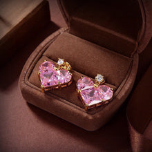 18K Triomphe Pink Crystal Heart Earrings