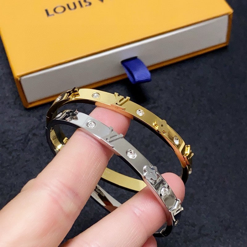 18K Louis Pave Diamond Gold Bracelet