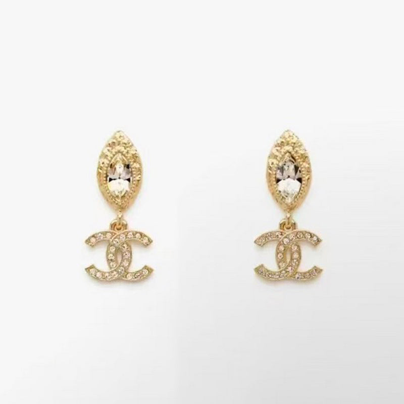 18K CC Crystal Gold Earrings