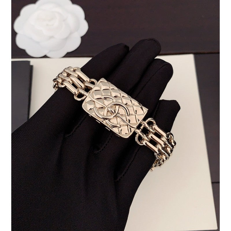 18K CC Bag Gold Chain Bracelet