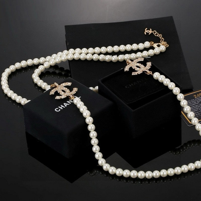 18K CC 26C Long Pearl Necklace