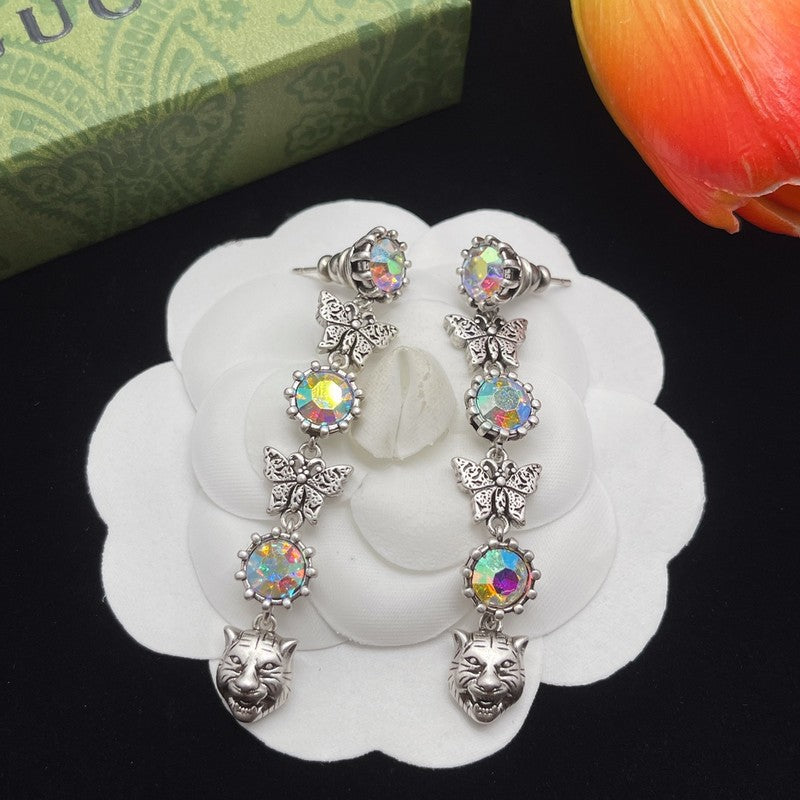 18K GG Tiger Color Crystal Earrings