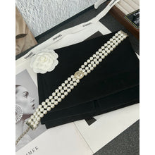 18K CC Choker Pearl Chain Necklace