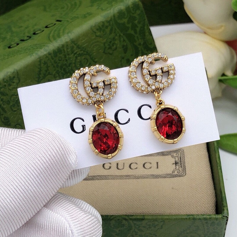 18K GG Red Crystal Earrings