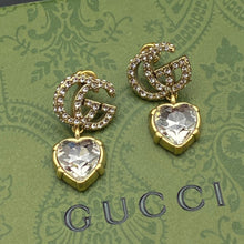 18K GUCCI GG Crystal Pendant Earrings