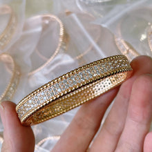 18K Rose Gold Perlée Diamonds Three Rows Bracelet