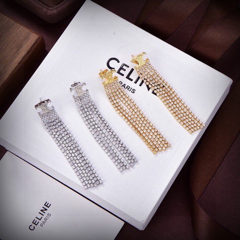 18K CE Coeur Diamond Long Earrings