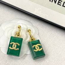 18K CC Green Perfume Bottle Earrings