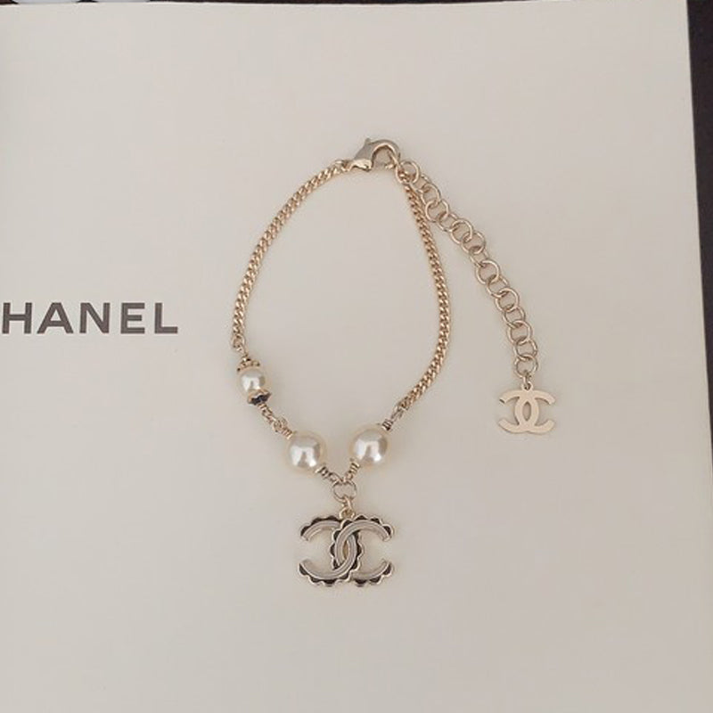 18K CC Black & White Logo Chain Bracelet