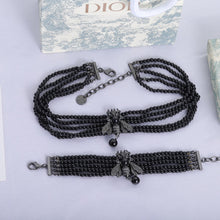 18K Dior Bee Black Pearls Chain Necklace