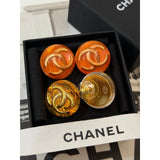 18K CC Orange & Red Crystal Round Earrings
