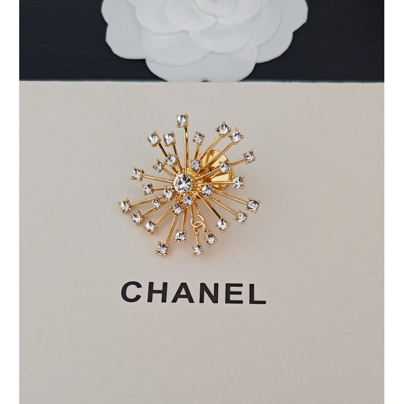 18K CC Sun Flower Diamond Brooch