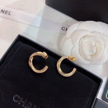 18K CC Half Cirle Diamond Earrings