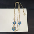 18K CC Blue Flower Long Necklace