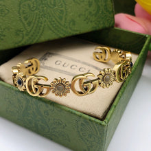 18K Double G Flowers Open Cuff Bracelet