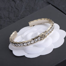 18K CHANEL CC Open Cuff Crystals Bracelet