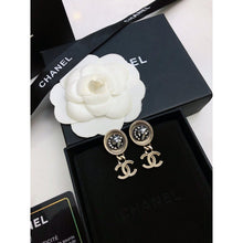 18K CC Black Crystal Earrings