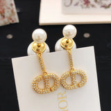 18K CD Pave Diamond Pearl Earrings
