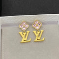 18K Louis Purple Crystal Flower Earrings