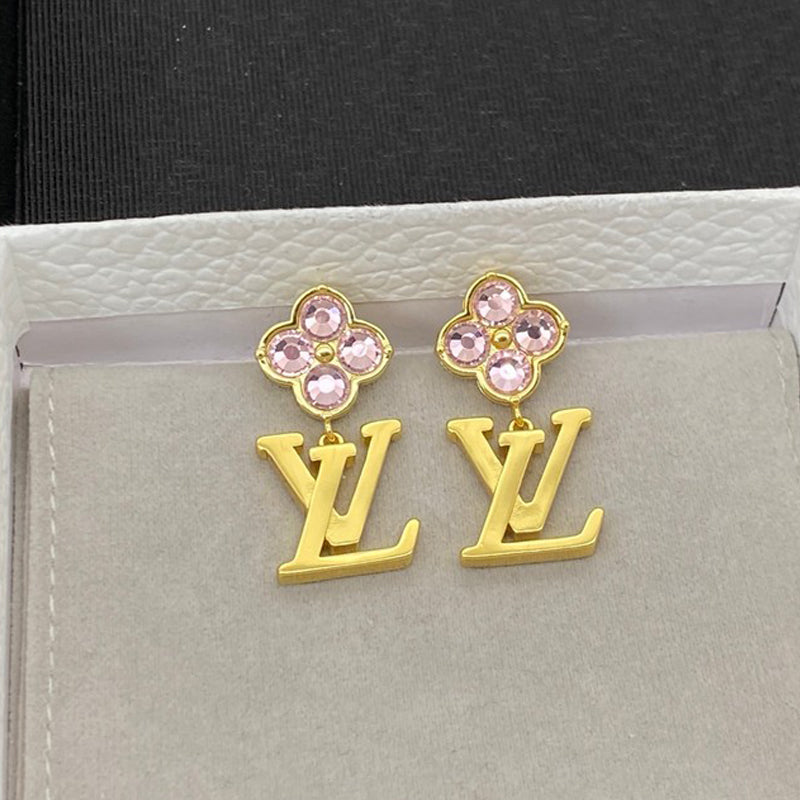18K Louis Purple Crystal Flower Earrings