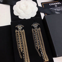 18K CC Black Crystal Tassel Earrings